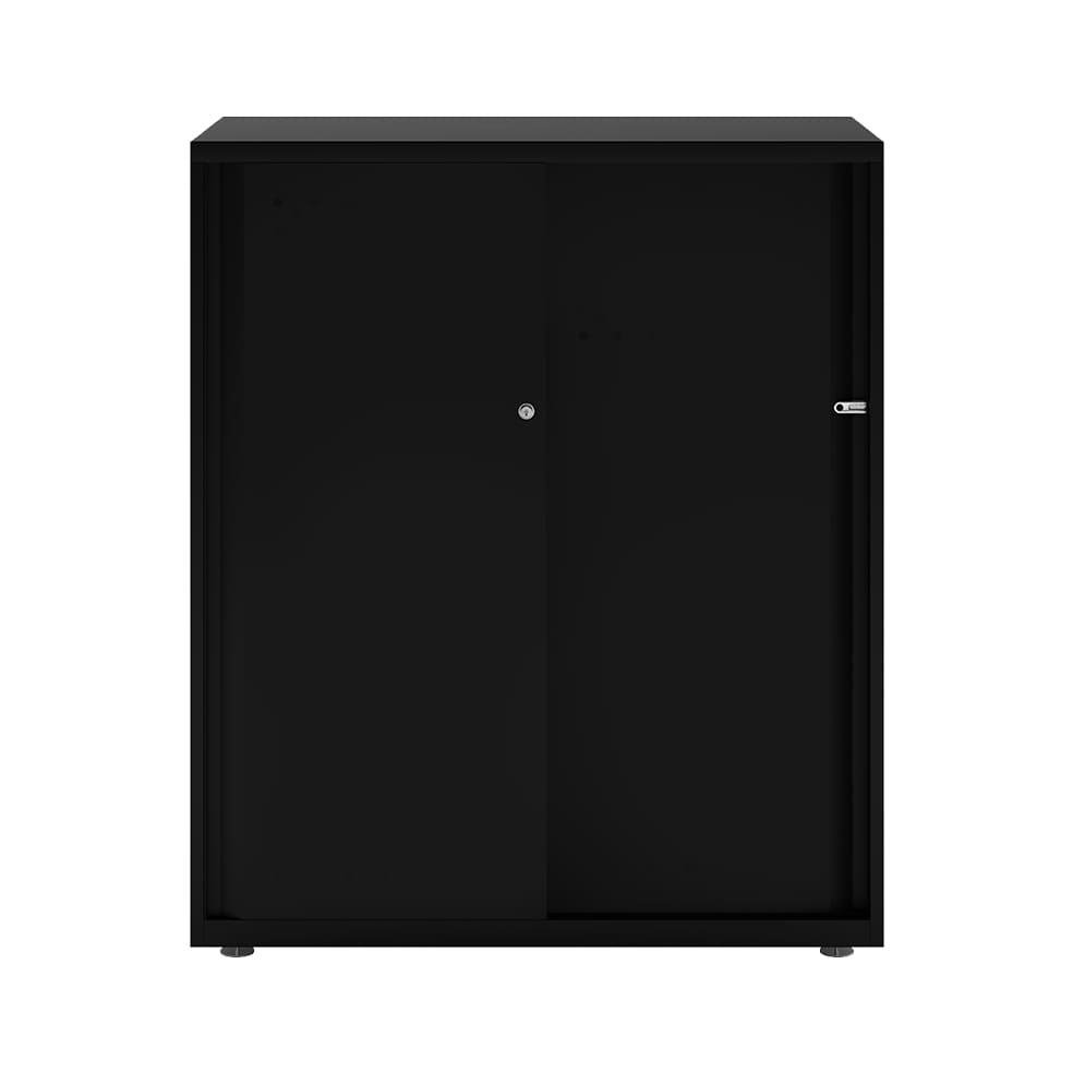 Armario color negro metálico de diseño Bisley Glide con puertas correderas lisas