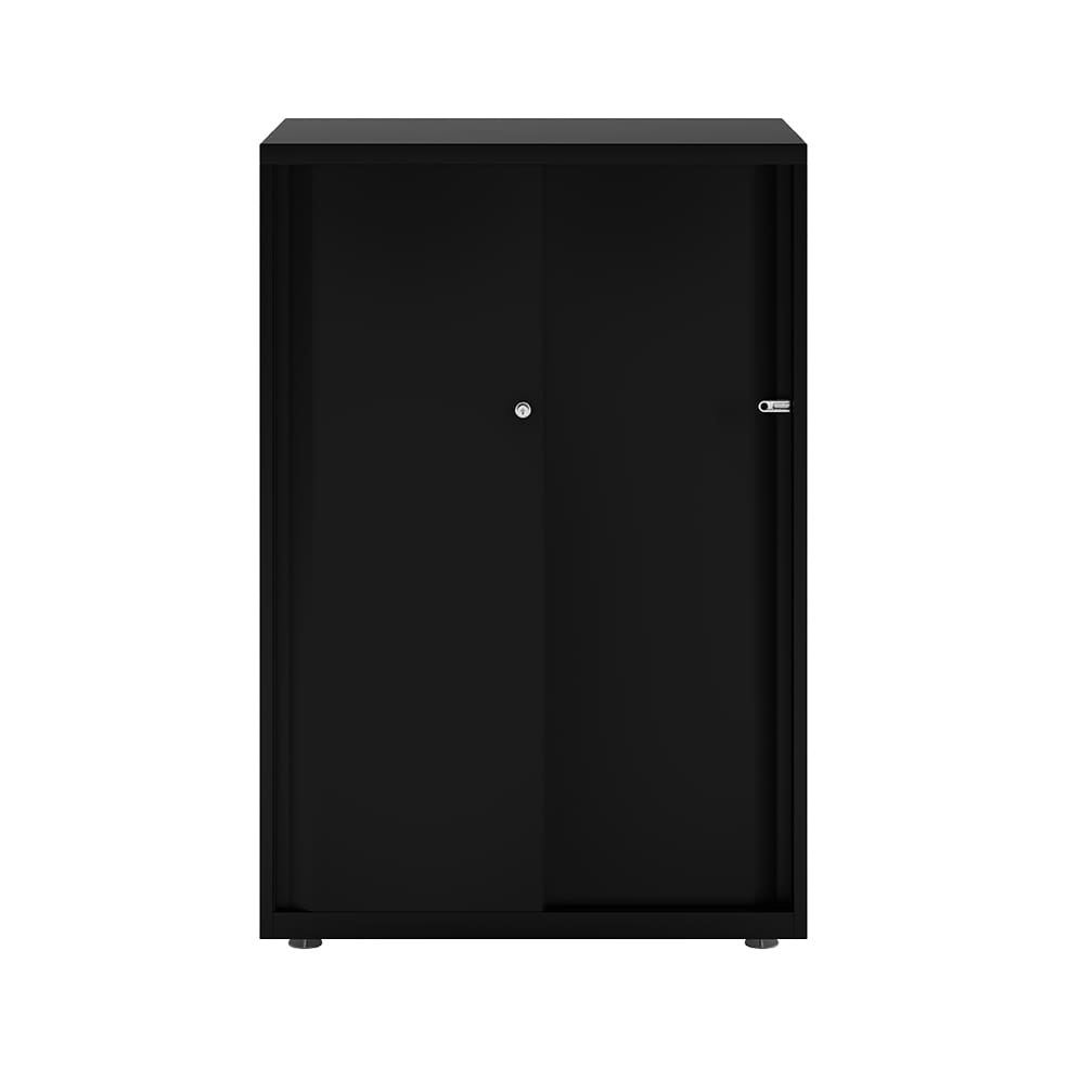 Armario color negro metálico de diseño Bisley Glide con puertas correderas lisas