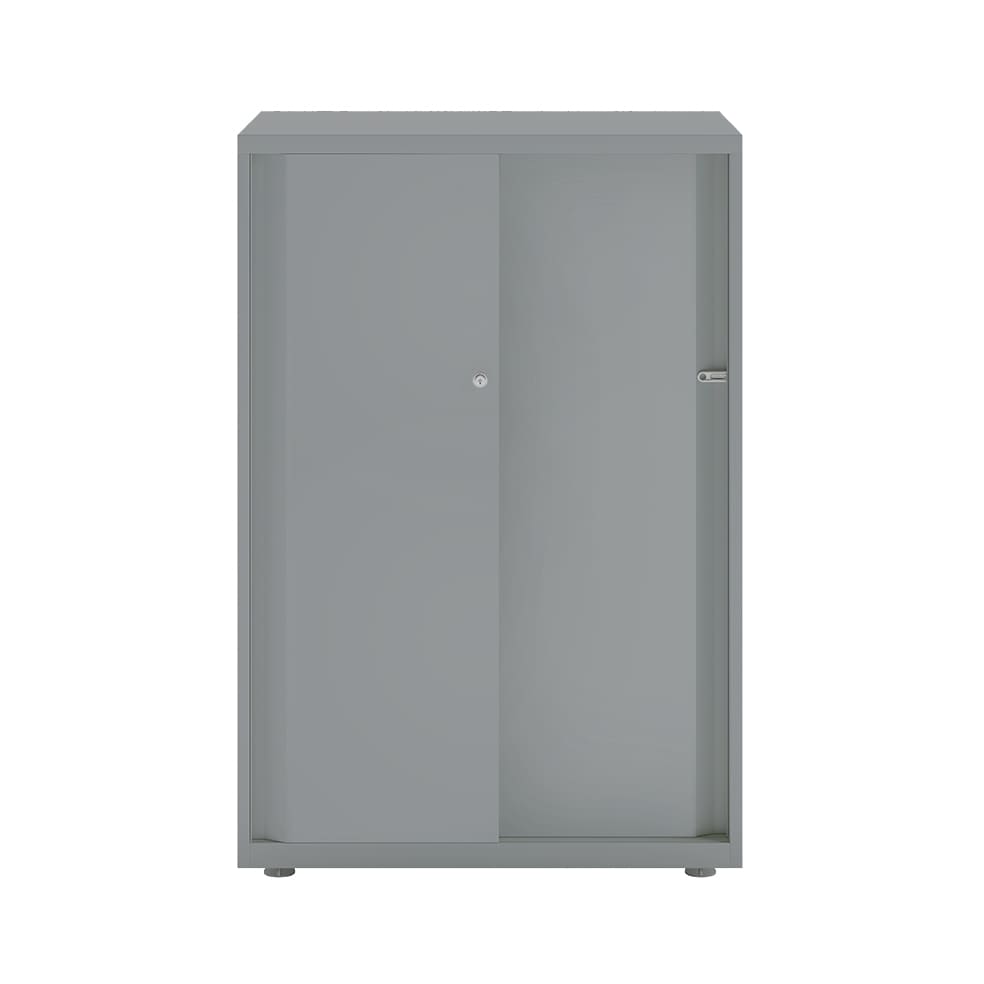 Armario color plata metálico de diseño Bisley Glide con puertas correderas lisas