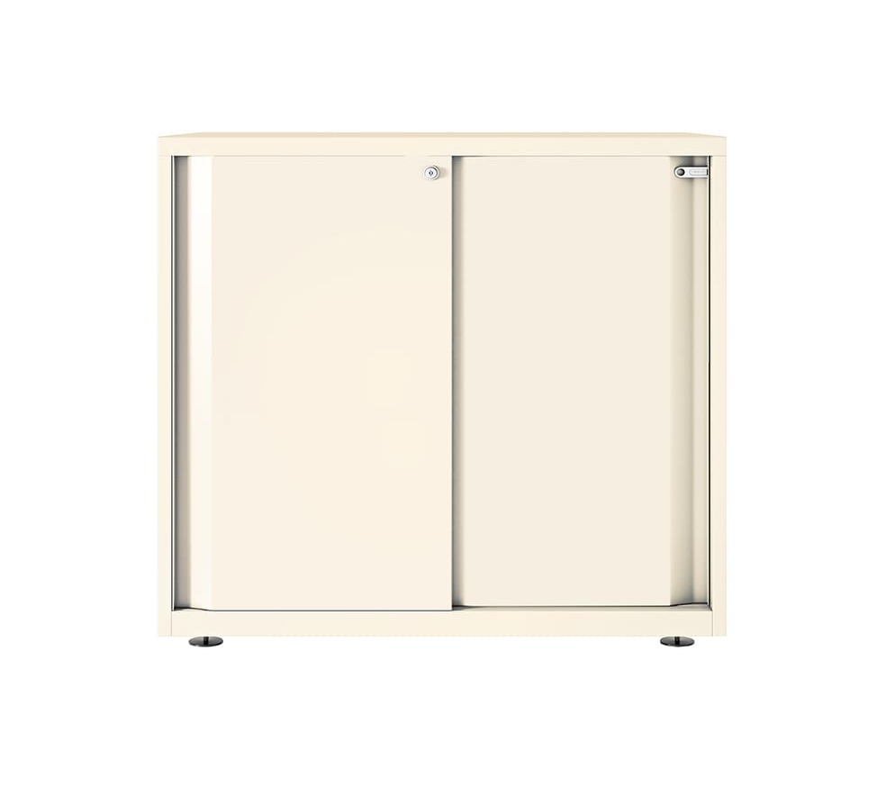 Armario color blanco metálico de diseño Bisley Glide con puertas correderas lisas