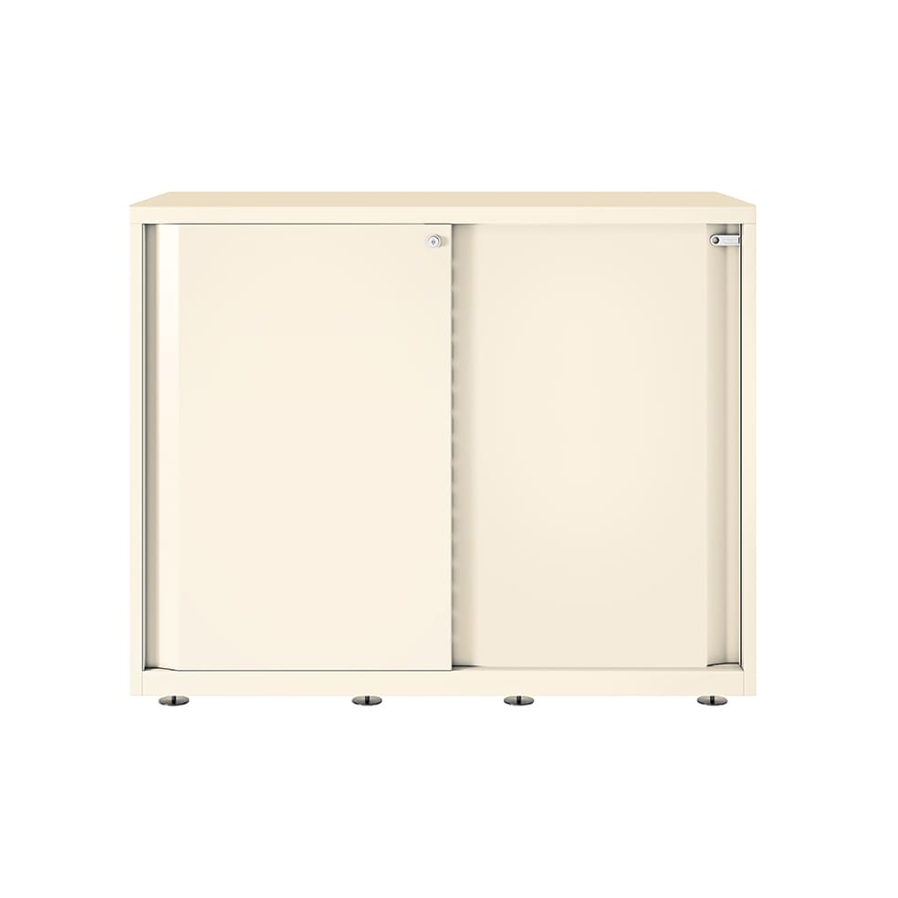 Armario color blanco metálico de diseño Bisley Glide con puertas correderas lisas