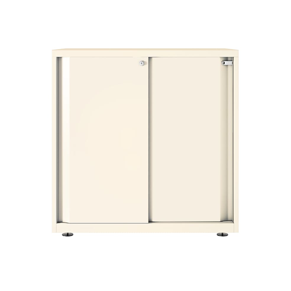 Armario color blanco metálico de diseño Bisley Glide con puertas correderas lisas