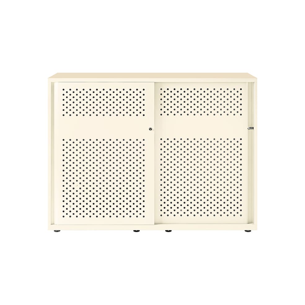 Armario color blanco metálico de diseño Bisley Glide con puertas correderas perforadas