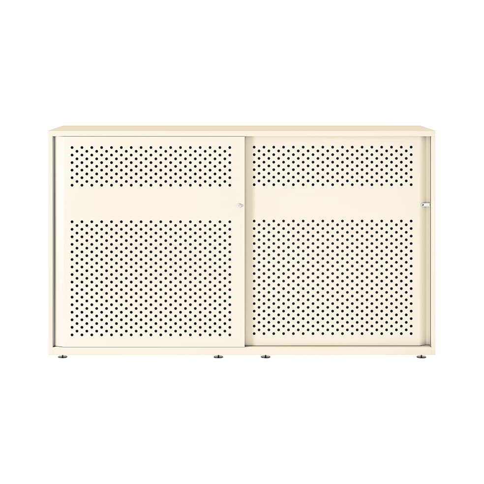 Armario color blanco metálico de diseño Bisley Glide con puertas correderas perforadas