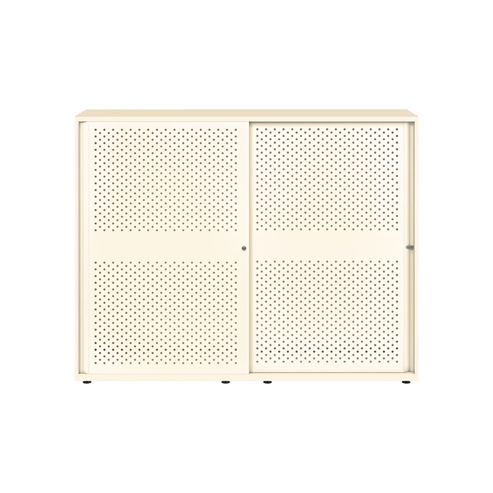 Armario color blanco metálico de diseño Bisley Glide con puertas correderas perforadas