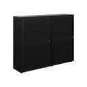 Armario color negro metálico de diseño Bisley Glide con puertas correderas perforadas