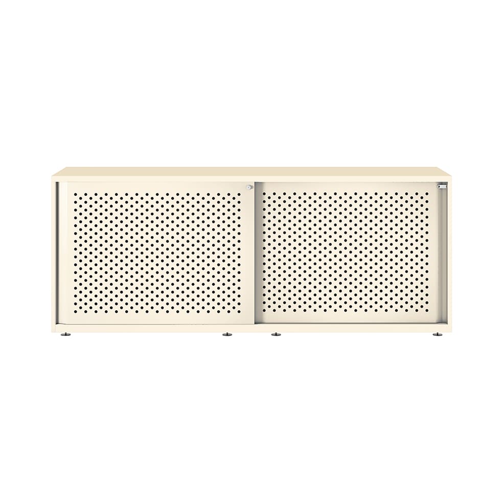 Armario color blanco metálico de diseño Bisley Glide con puertas correderas perforadas