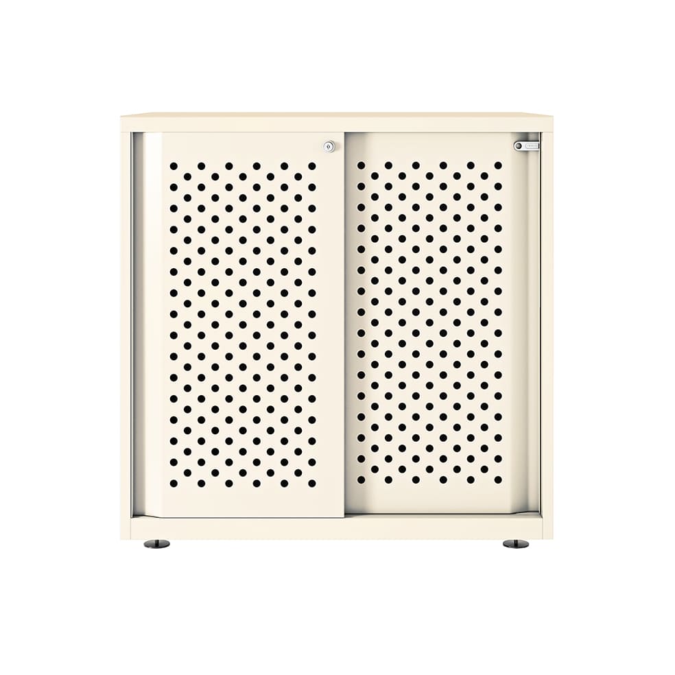 Armario color blanco metálico de diseño Bisley Glide con puertas correderas perforadas