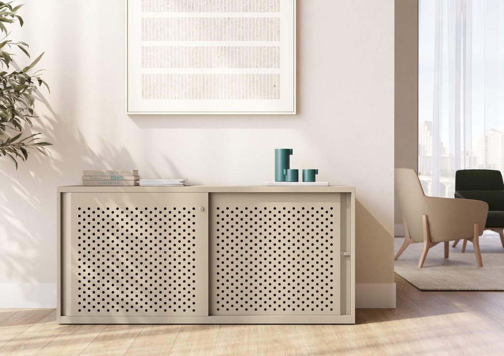 Armarios bajos Glide con puerta perforada corredera