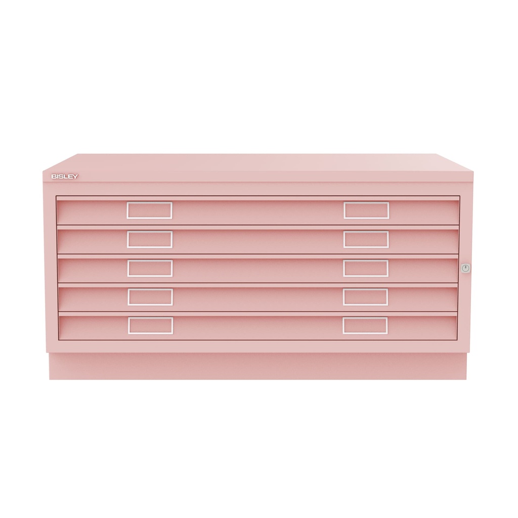 Archivador de planos metálico Bisley en color rosa