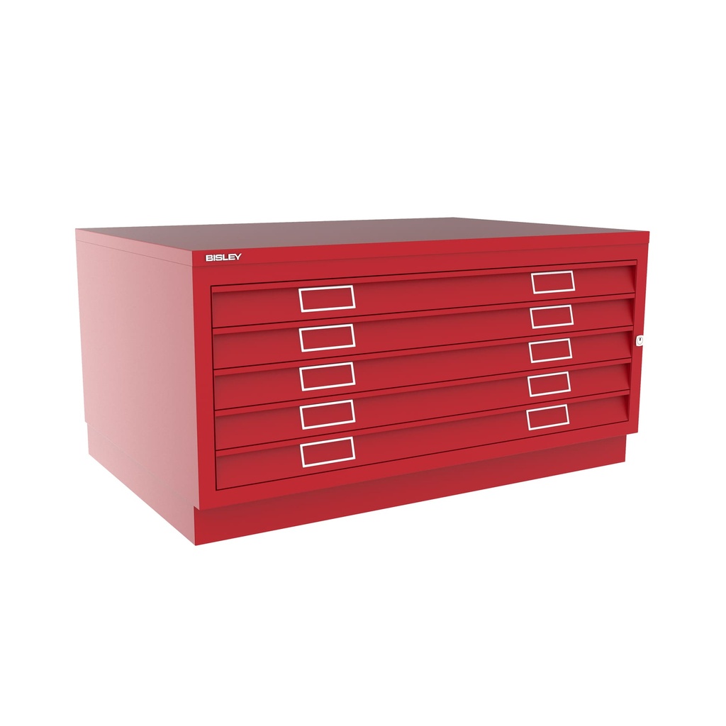 Archivador de planos metálico Bisley en color rojo cardenal