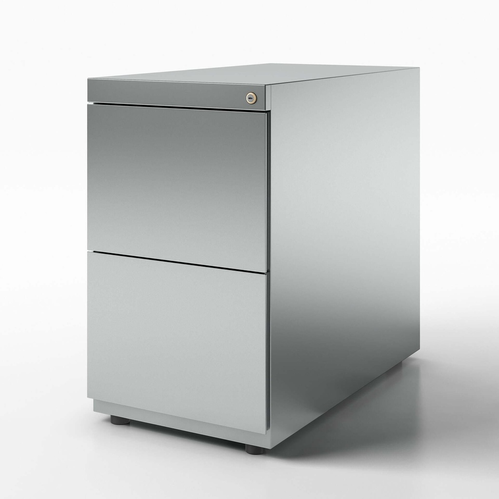 Cajonera fija Bisley Note con 2 cajones de archivo en color plata