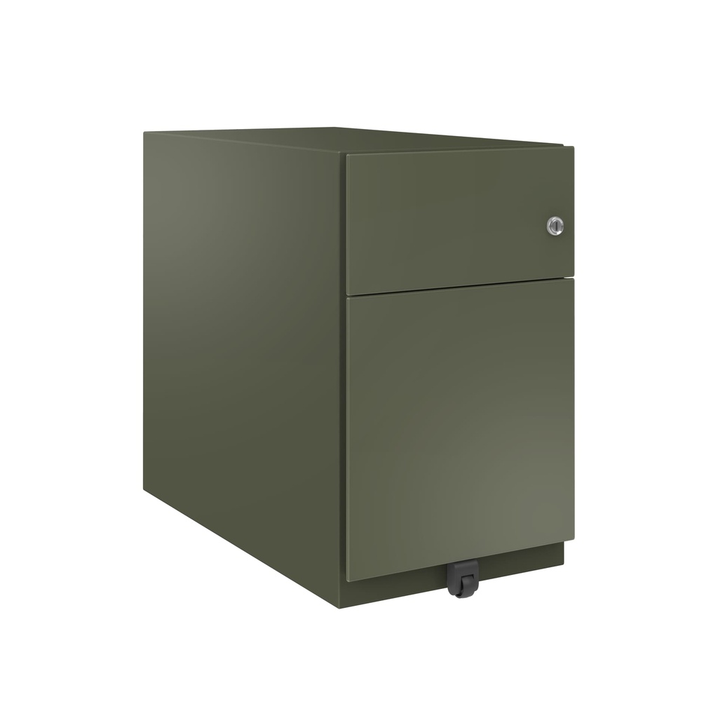 Cajonera móvil Bisley Note con 1 cajón personal y 1 de archivo en color verde aceituna