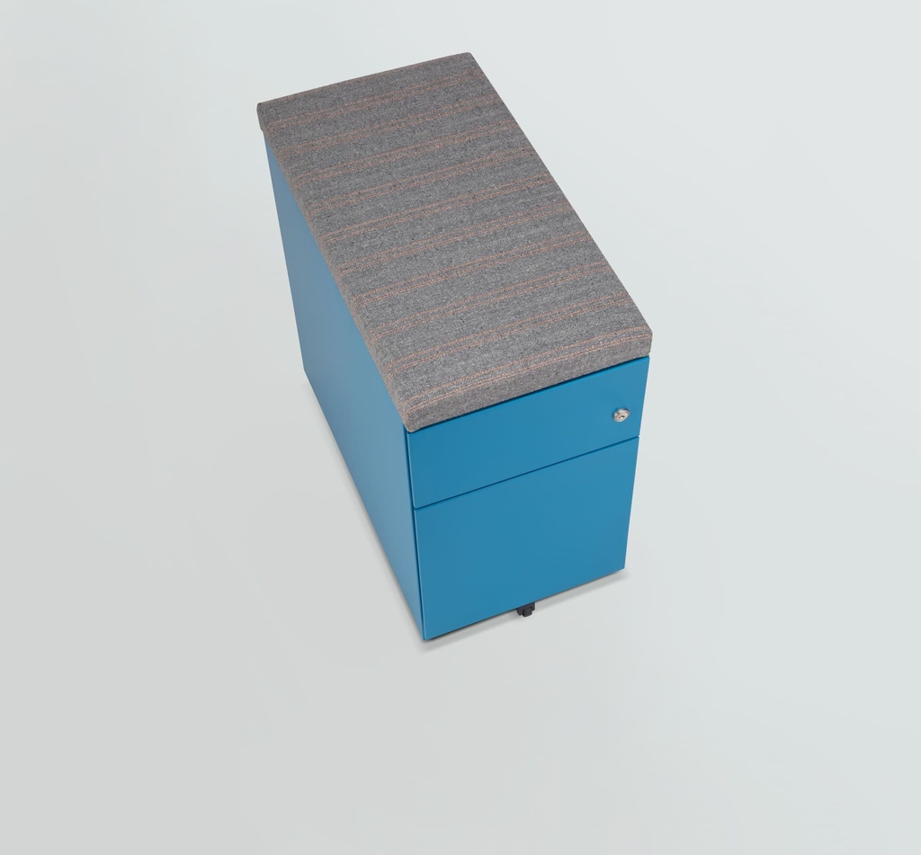Cajonera móvil Bisley Note con 1 cajón personal y 1 de archivo en color azul con encimera tapizada
