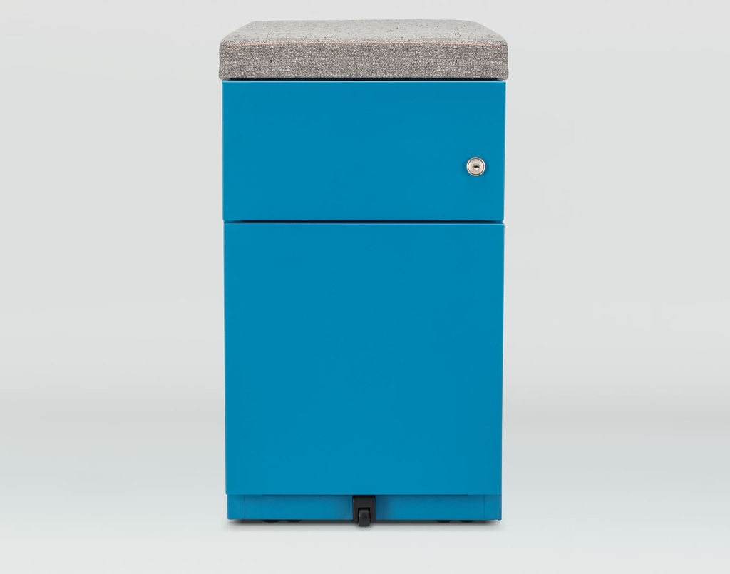 Cajonera móvil Bisley Note con 1 cajón personal y 1 de archivo en color azul con encimera tapizada