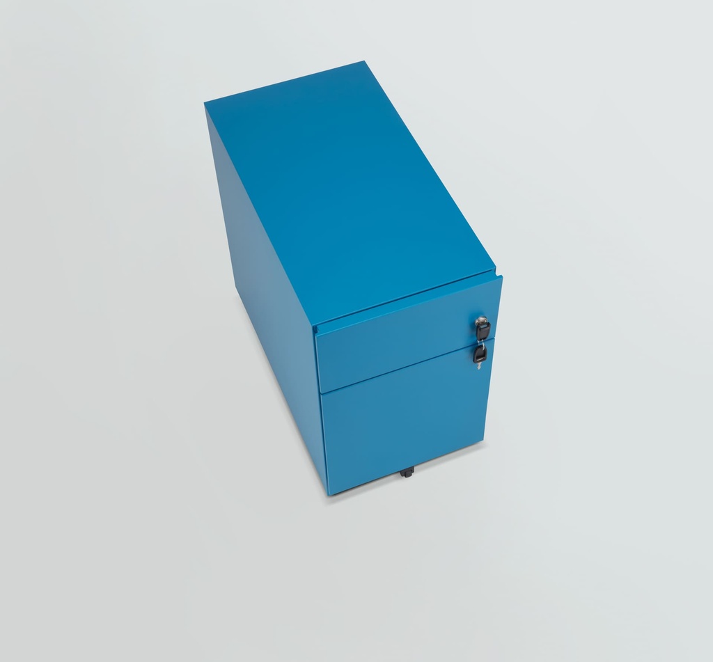 Cajonera móvil Bisley Note con 1 cajón personal y 1 de archivo en color azul