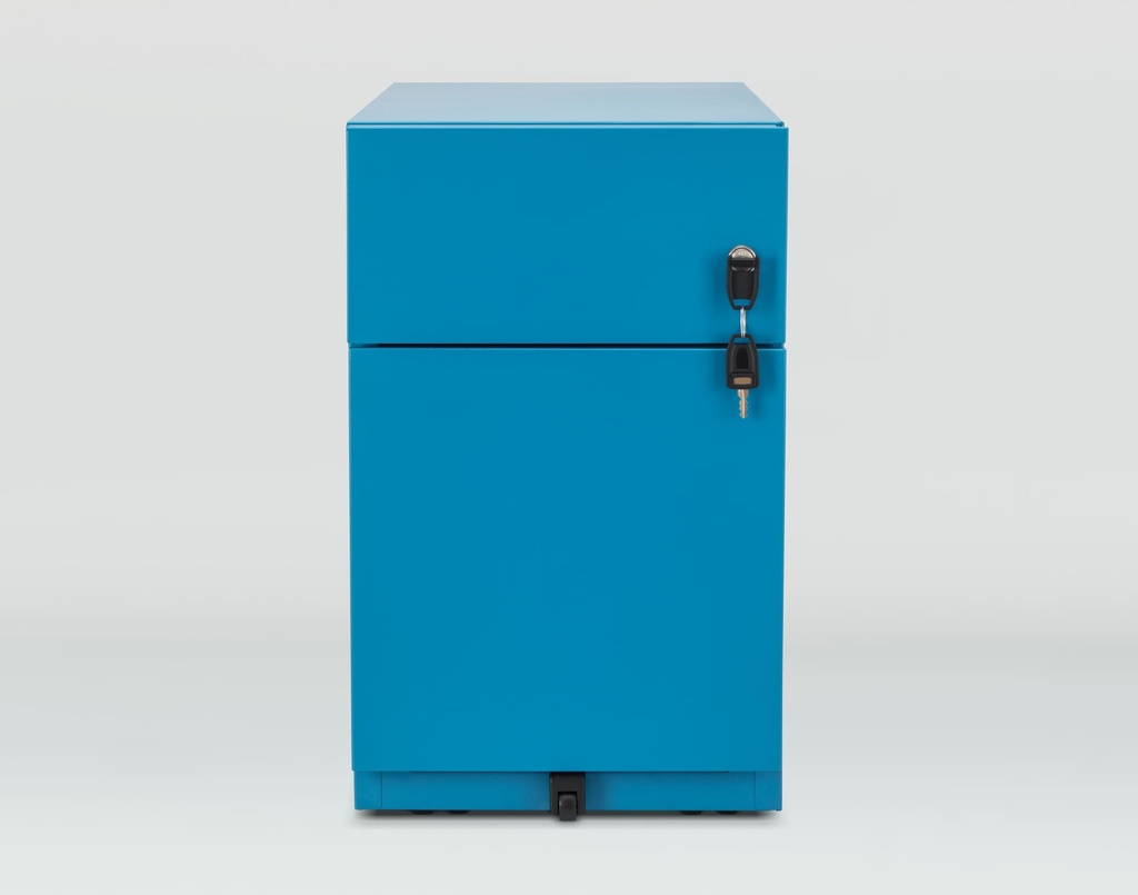 Cajonera móvil Bisley Note con 1 cajón personal y 1 de archivo en color azul con llaves