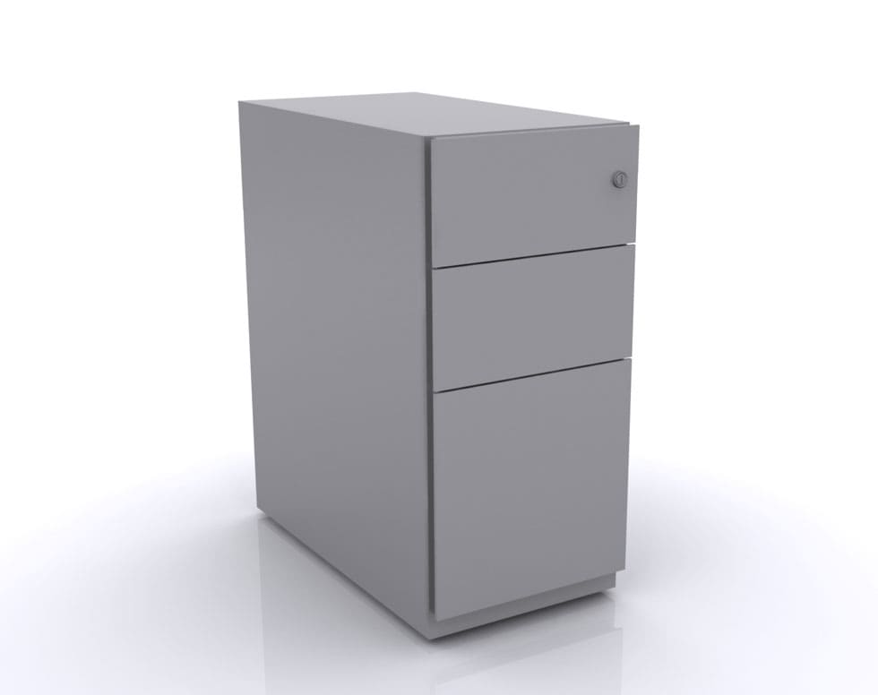 Cajonera móvil Bisley Note con 2 cajones personales y 1 de archivo en color gris plata