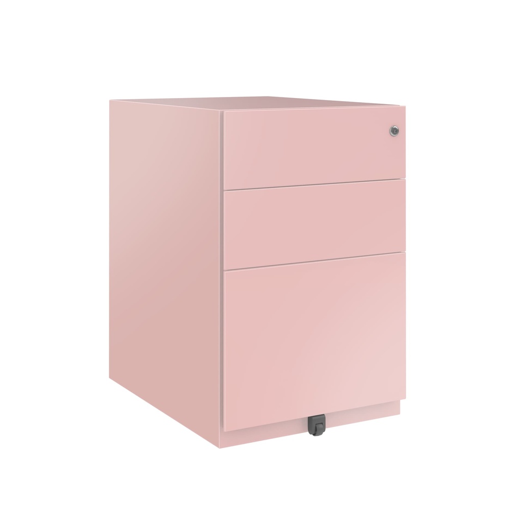 Cajonera móvil Bisley Note con 1 cajón personal y 1 de archivo en color rosa palo