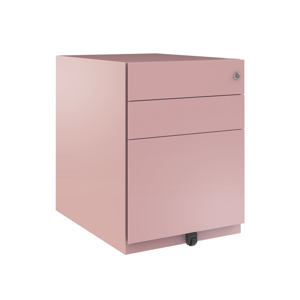 Cajonera móvil Bisley Note con 1 cajón personal y 1 de archivo en color rosa palo