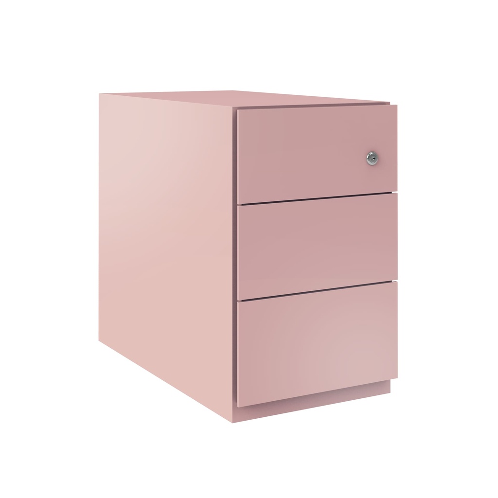 Cajonera móvil Bisley Note con 1 cajón personal y 1 de archivo en color rosa palo