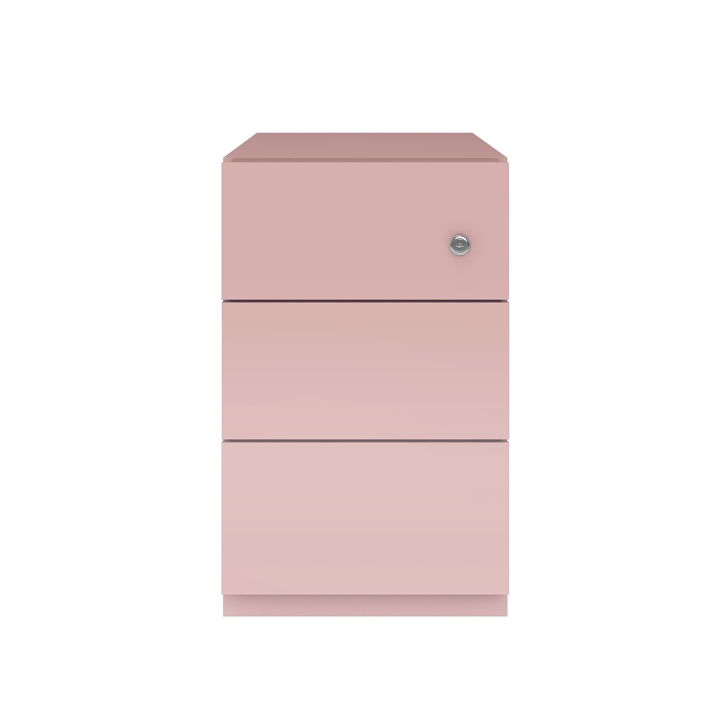 Cajonera móvil Bisley Note con 1 cajón personal y 1 de archivo en color rosa