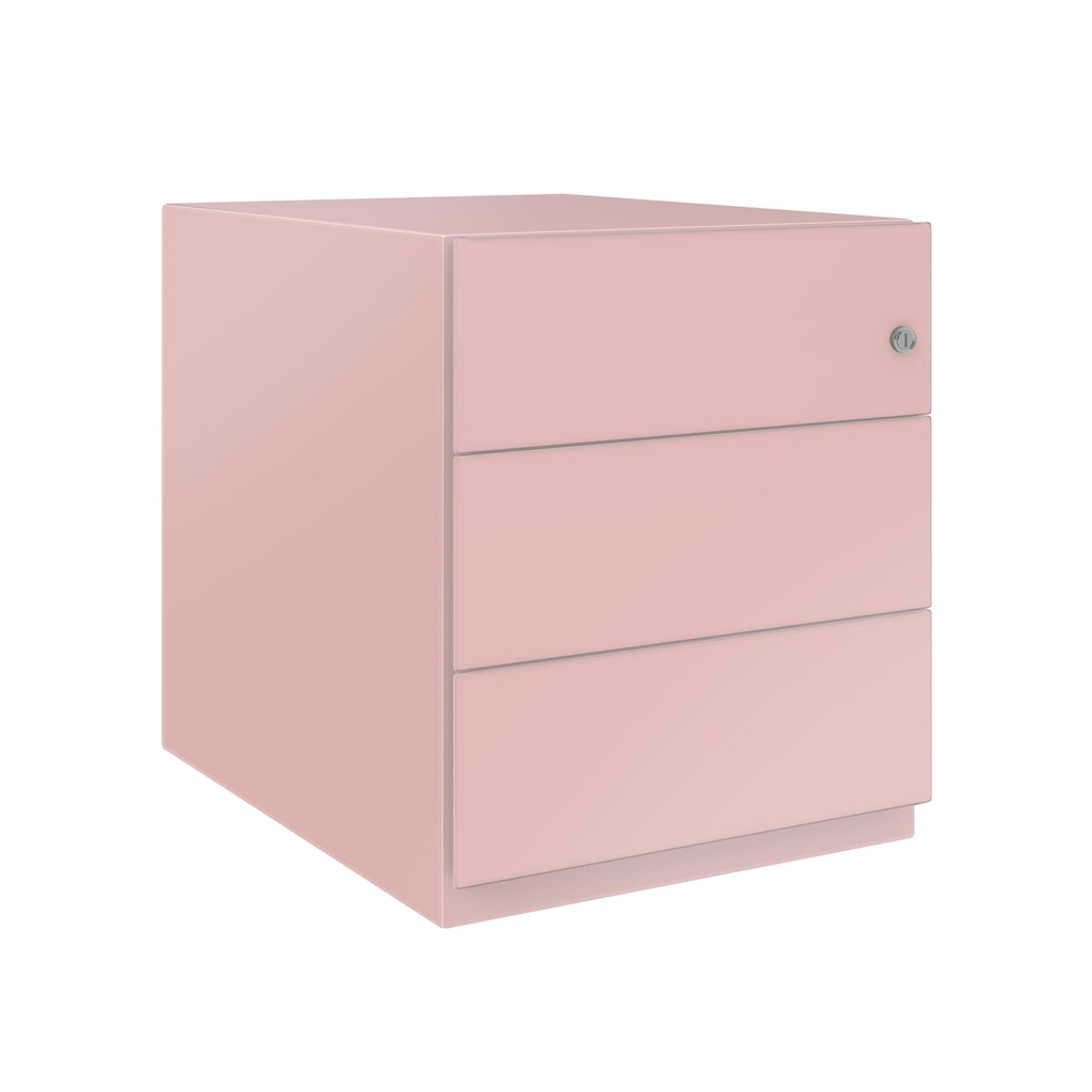 Cajonera móvil Bisley Note con 1 cajón personal y 1 de archivo en color rosa palo