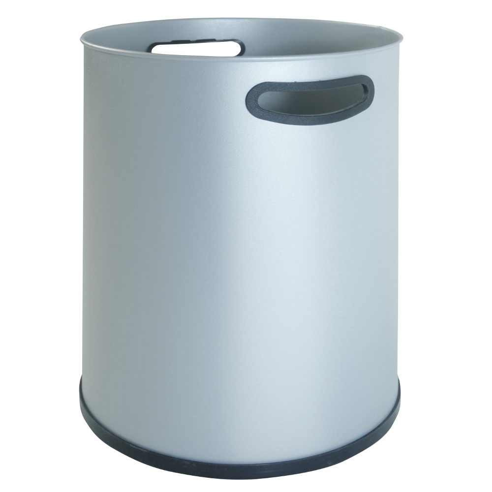Papelera metálica con asas para uso personal en color gris