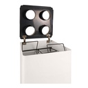 Papelera de reciclaje abierta con 4 compartimentos para bolsas con diferentes tipos de residuo