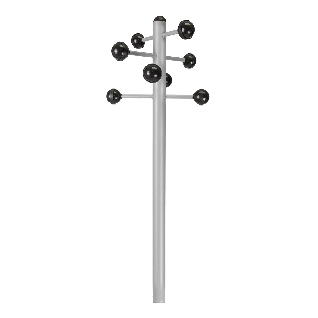 Perchero metálico de pie con 8 colgadores pintado en gris