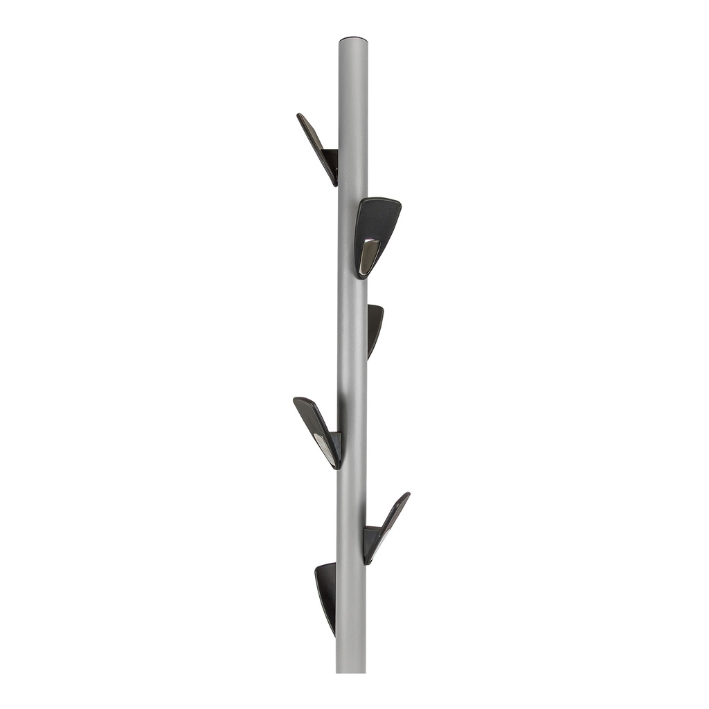 Perchero metálico de pie con 6 colgadores pintado en gris