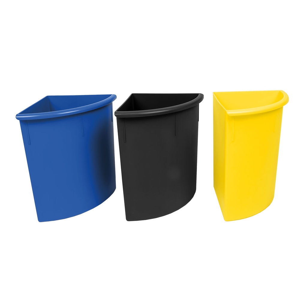 Cubetas de colores para papeleras de reciclaje cilíndricas