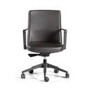 Silla Cron de respaldo medio en cuero negro