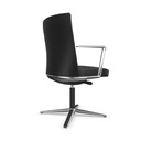 Silla Cron giratoria en piel negra con estructura en aluminio pulido