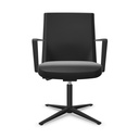 Silla Cron giratoria en piel negra con estructura en aluminio negro