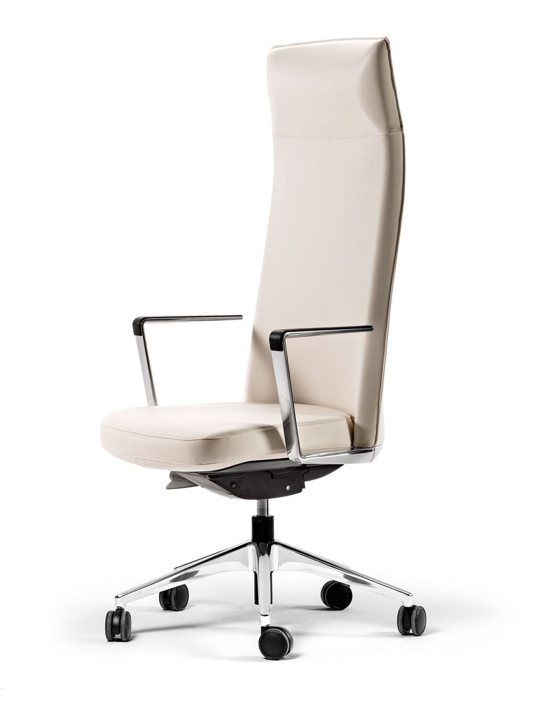 Sillón Cron Sport con respaldo alto tapizado en blanco