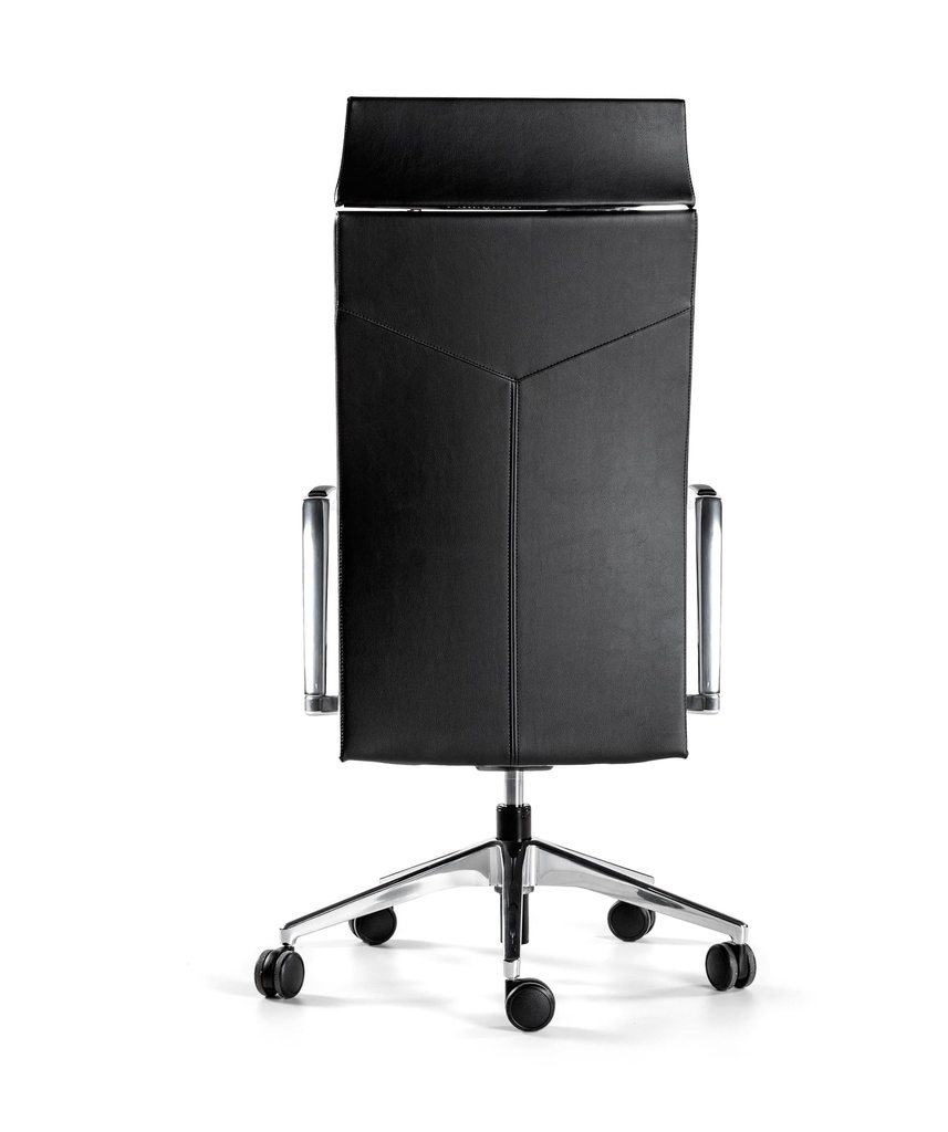 Sillón de oficina Kados tapizado con cabecero en piel 100% cuero de vaca