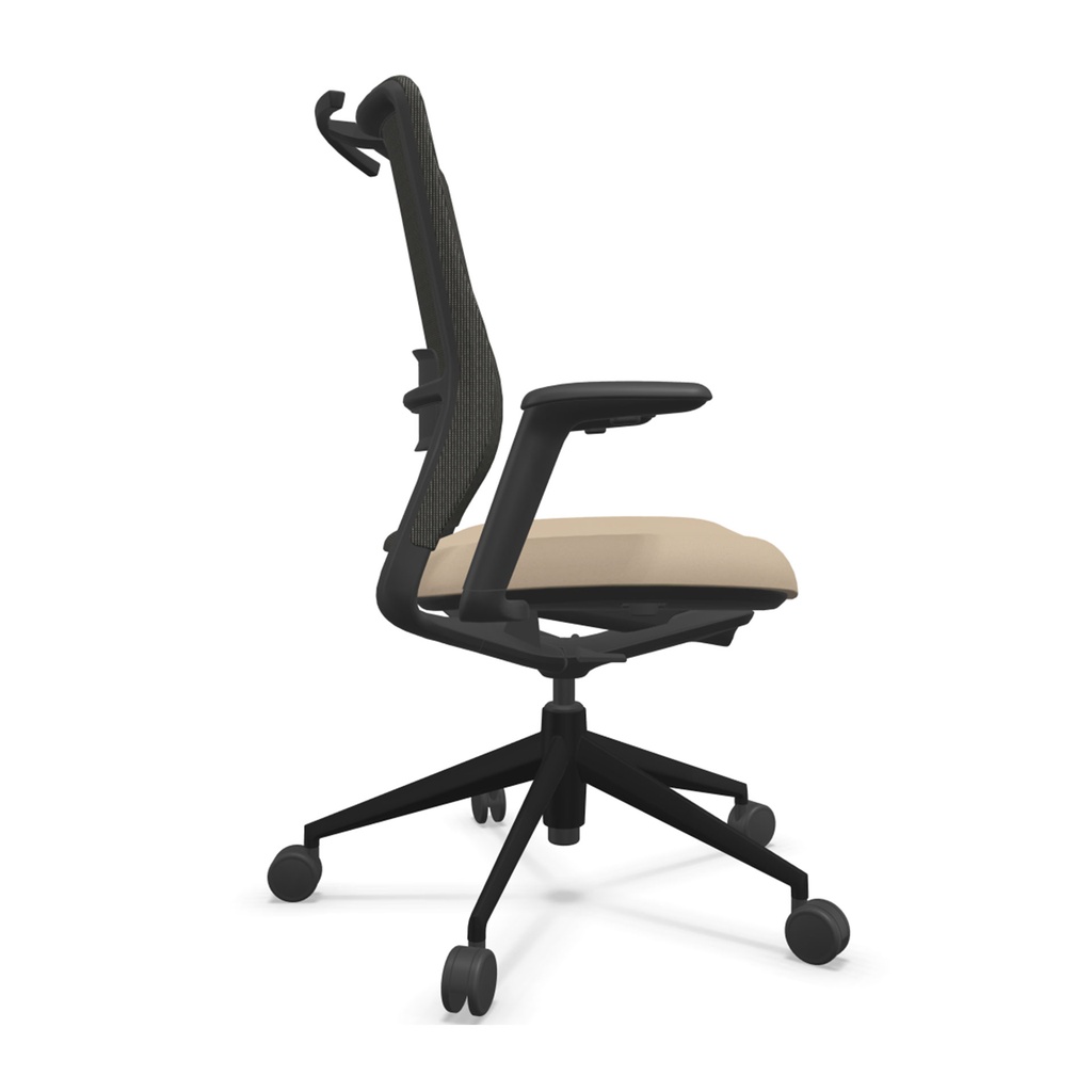 Silla de oficina con malla ergonómica A+S Work con asiento beige