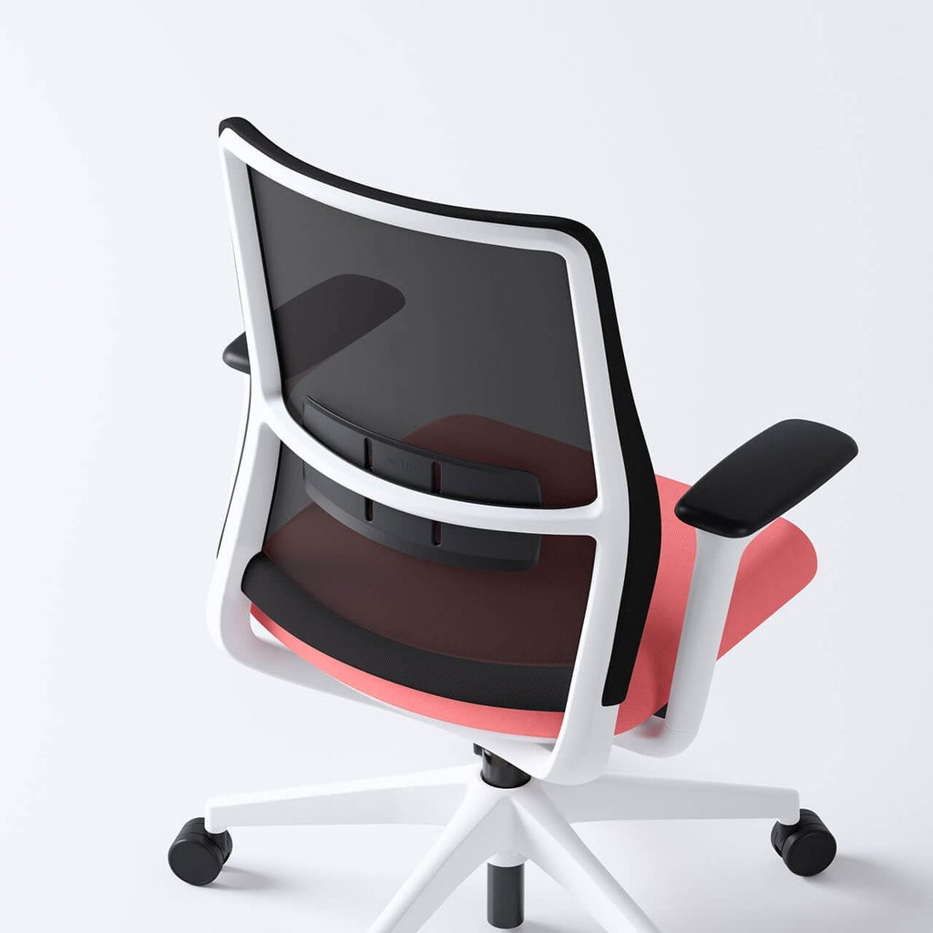 Silla de oficina con malla ergonómica A+S Work con asiento rosa