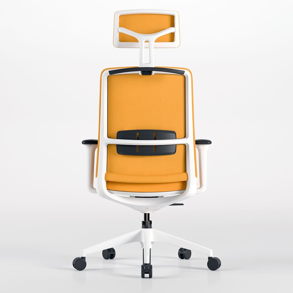 Silla ergonómica con cabecero A+S Work tapizada en color amarillo