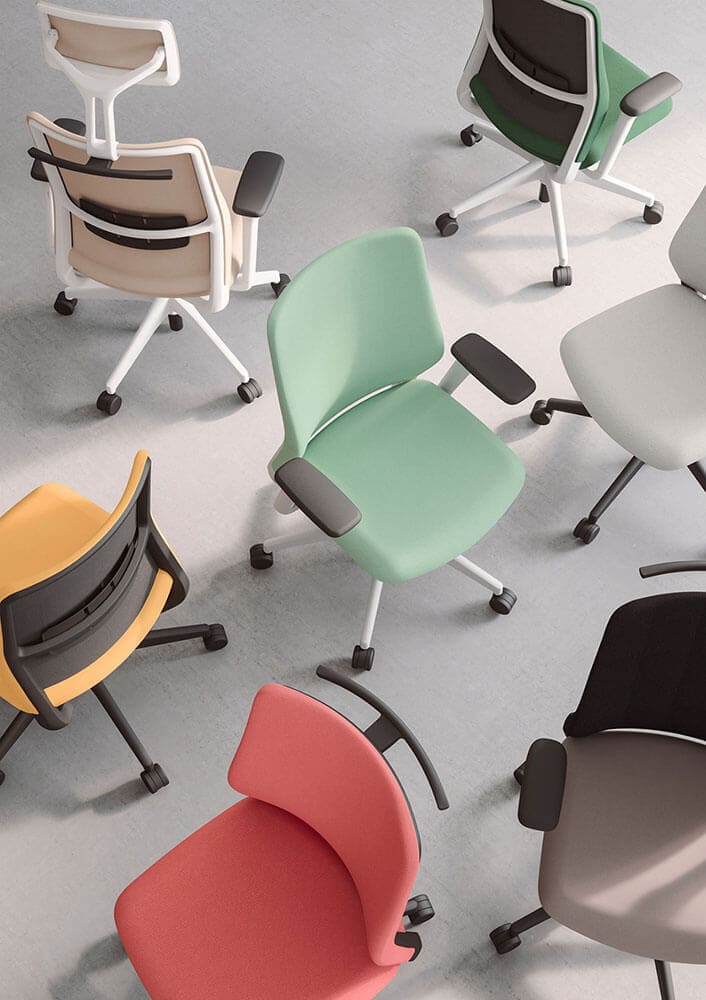 Silla ergonómica de oficina A+S Work tapizada en varios colores