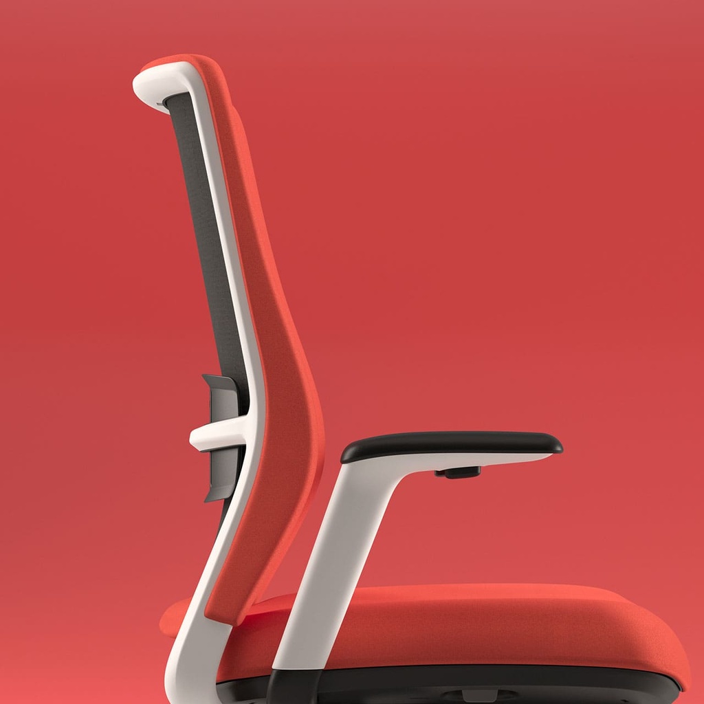 Silla ergonómica de oficina A+S Work tapizada en rojo