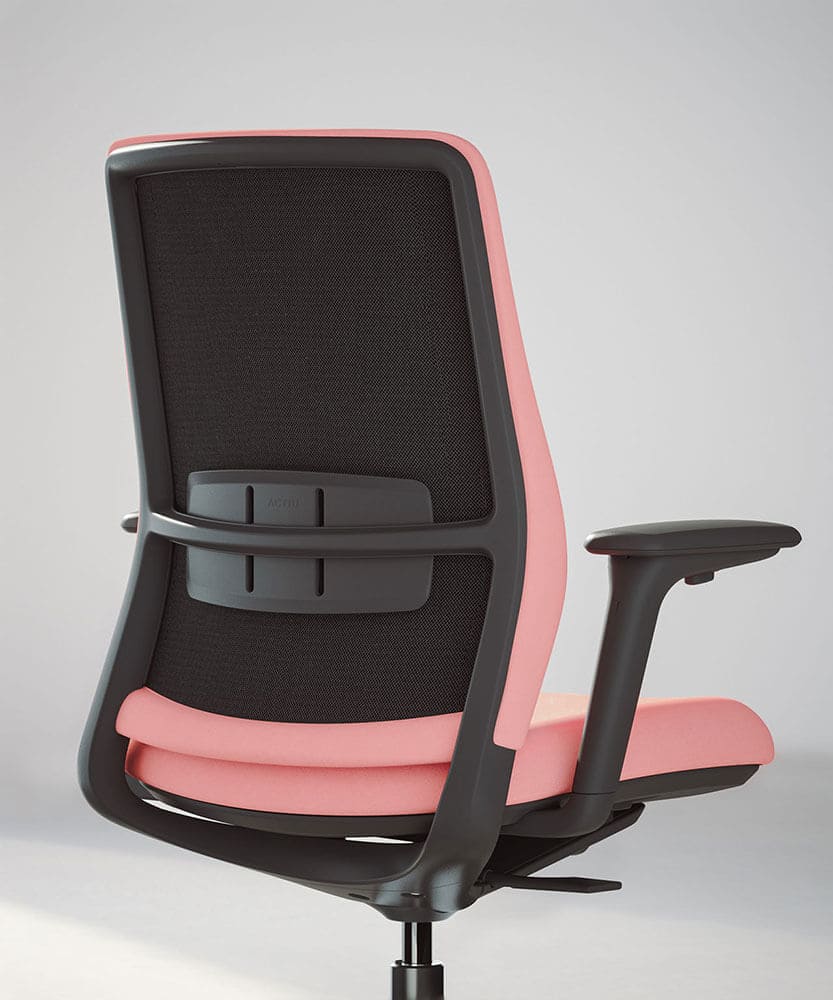 Silla ergonómica de oficina A+S Work tapizada en rosa