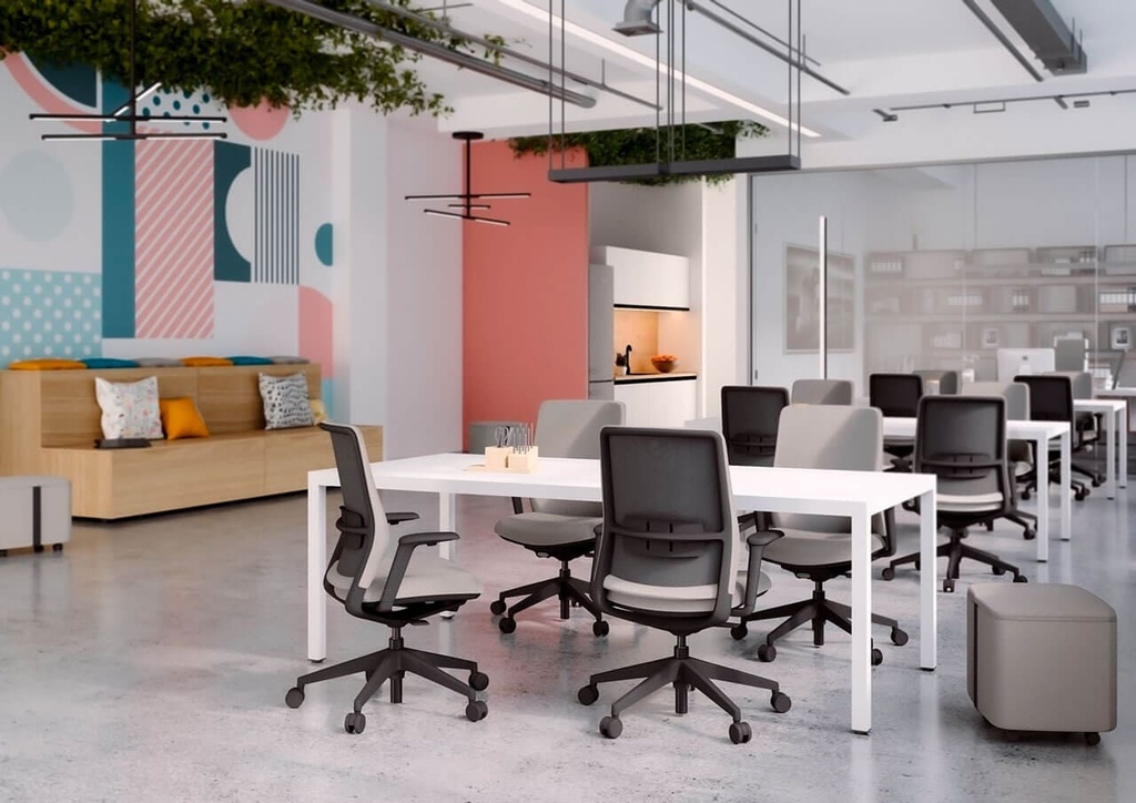 Silla ergonómica de oficina A+S Work tapizada en gris para oficina con mesas Vital