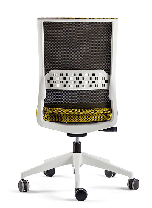 Silla Stay sin brazos con malla negra y asiento verde