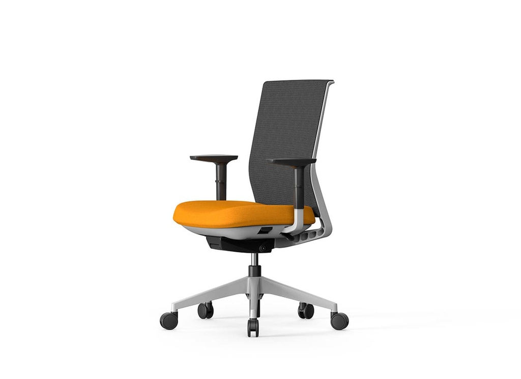 Silla Stay con malla negra y asiento amarillo