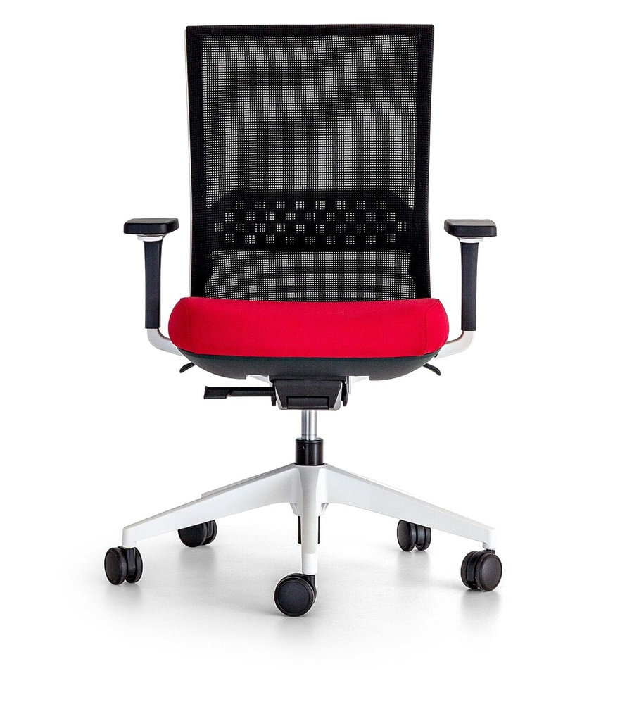 Silla Stay con malla negra y asiento rojo