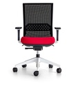 Silla Stay con malla negra y asiento rojo
