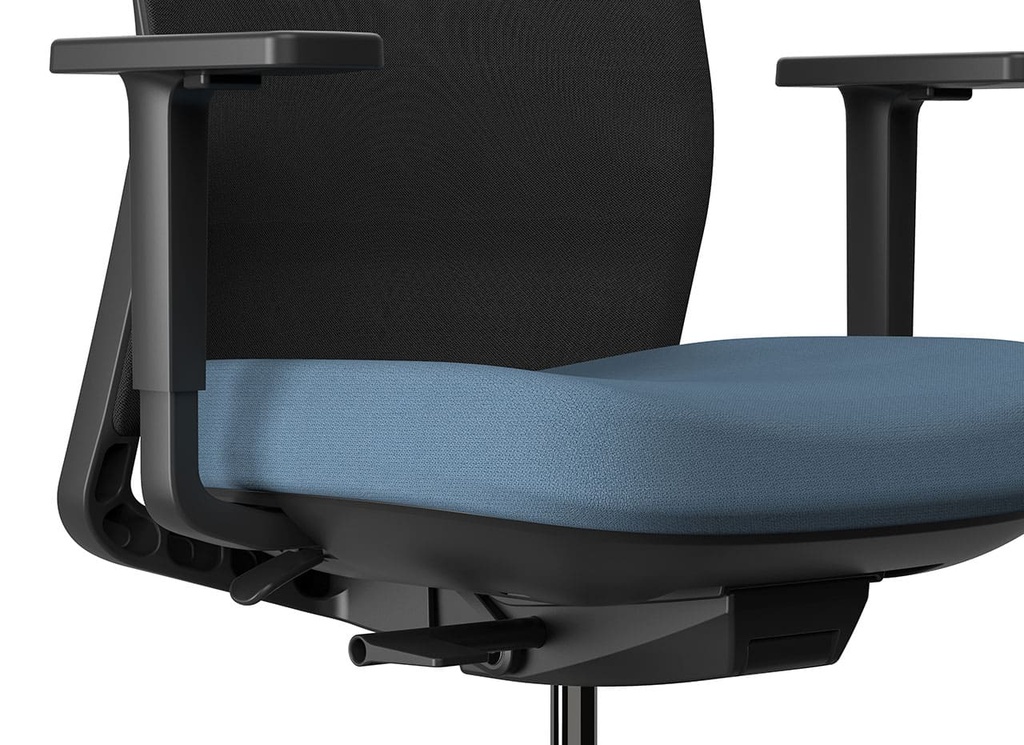 Silla Stay con malla negra y asiento azul