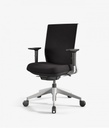 Silla de oficina Stay con respaldo y asiento tapizados en negro y estructura blanca